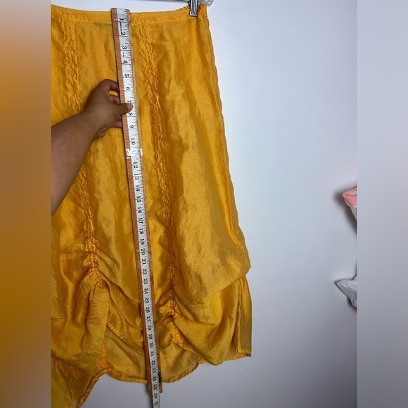 Cut Loose Baggies Linen Pull on minimalist boho adjustable Length cuffed skirt S - Picture 9 of 12